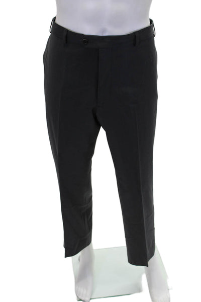 Armani Collezioni Mens Creased Straight Leg Dress Pants Gray Wool Size 36