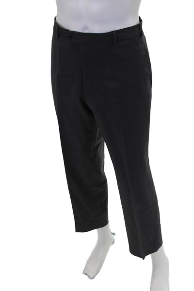 Armani Collezioni Mens Creased Straight Leg Dress Pants Gray Wool Size 36