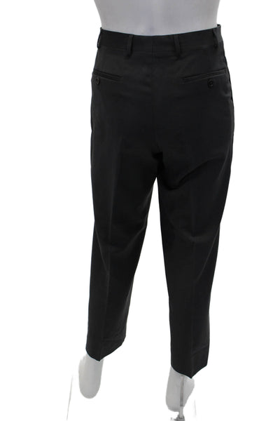 Armani Collezioni Mens Creased Straight Leg Dress Pants Gray Wool Size 36