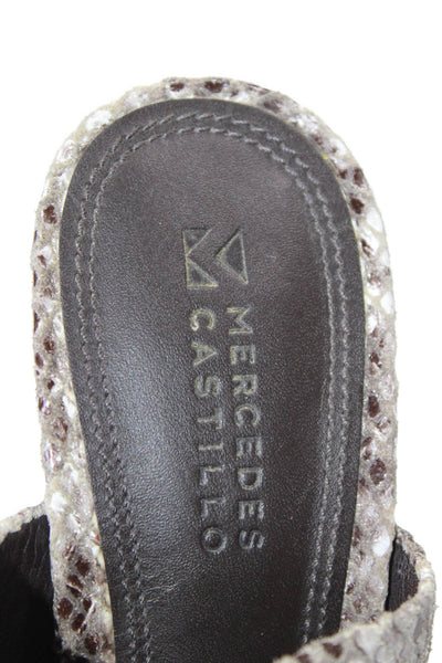Mercedes Castillo Womens Round Toe Block Heels Snake Print Mules Sandals Size 36