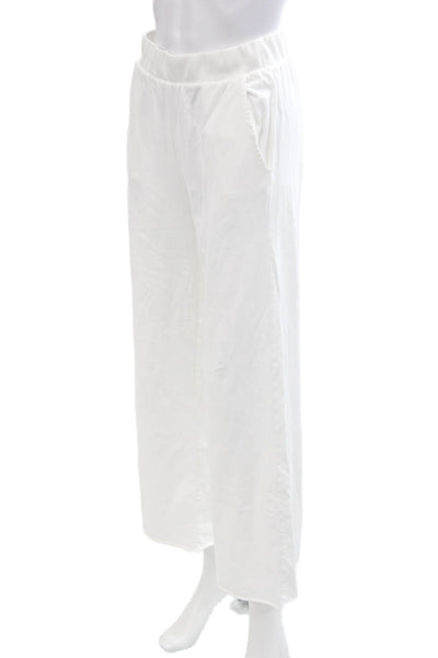 NSF Womens Cotton Elastic Waist Wide Leg Comfort Sweatpants White Size S