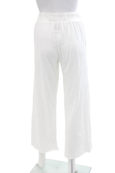 NSF Womens Cotton Elastic Waist Wide Leg Comfort Sweatpants White Size S