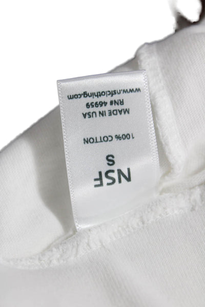 NSF Womens Cotton Elastic Waist Wide Leg Comfort Sweatpants White Size S