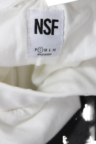 NSF Womens Cotton Elastic Waist Wide Leg Comfort Sweatpants White Size S