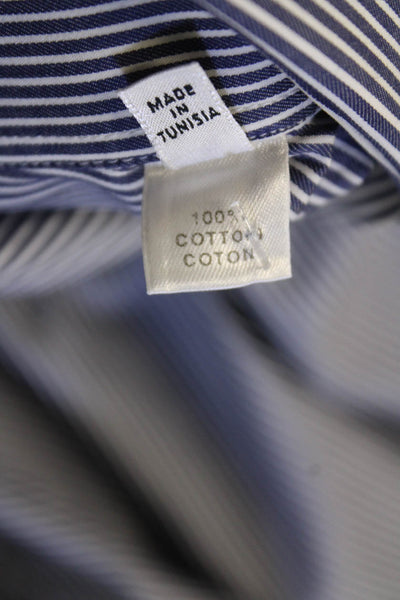 Armani Collezioni Mens Striped Dress Shirt Blue White Cotton Size 41 16