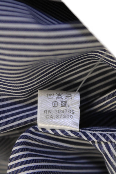 Armani Collezioni Mens Striped Dress Shirt Blue White Cotton Size 41 16