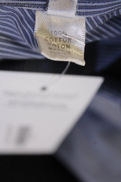 Armani Collezioni Mens Striped Button Down Dress Shirt Blue Cotton Size 41 16