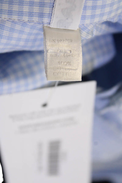 Armani Collezioni Mens Gingham Plaid Dress Shirt Blue White Size 16.5 42