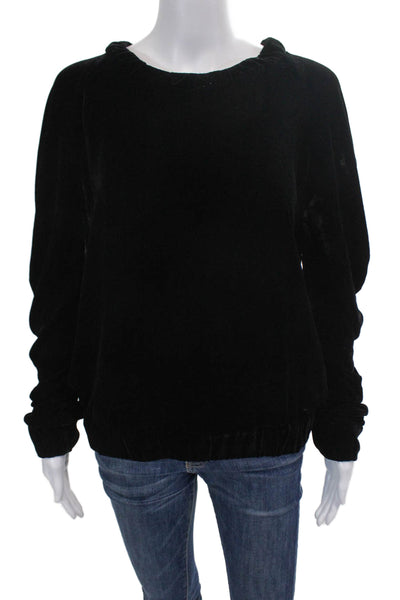 Alexander Wang Womens Long Sleeve Scoop Neck Velvet Sweatshirt Black Size 0