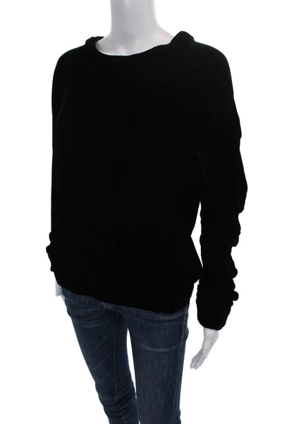Alexander Wang Womens Long Sleeve Scoop Neck Velvet Sweatshirt Black Size 0