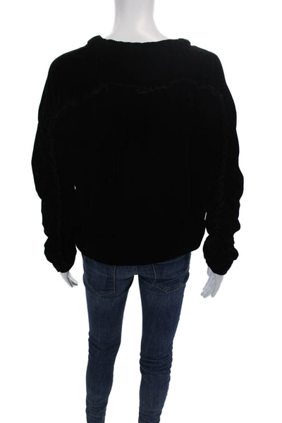 Alexander Wang Womens Long Sleeve Scoop Neck Velvet Sweatshirt Black Size 0