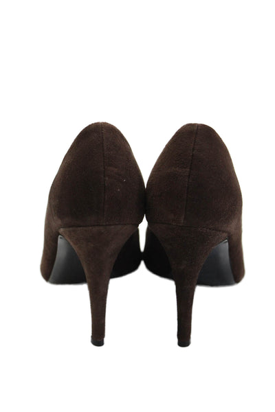Claudia Ciuti Womens Stiletto Peep Toe Pumps Dark Brown Suede Size 6M