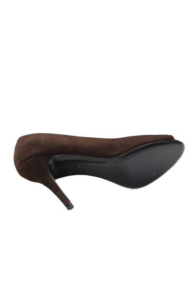 Claudia Ciuti Womens Stiletto Peep Toe Pumps Dark Brown Suede Size 6M