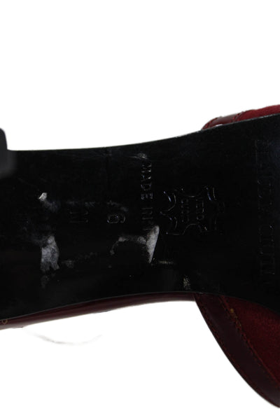 Claudia Ciuti Womens Stiletto Ankle Strap Pumps Red Suede Patent Size 6M