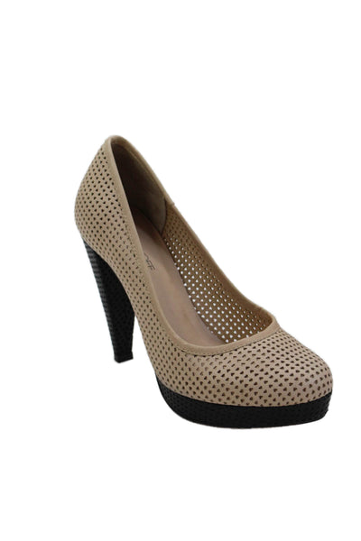Rebecca Minkoff Womens Cone Heel Platform Laser Cut Pumps Brown Black Size 6