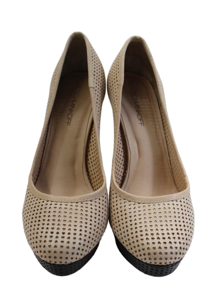 Rebecca Minkoff Womens Cone Heel Platform Laser Cut Pumps Brown Black Size 6