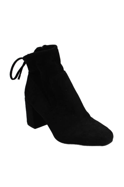Franco Sarto Women's Round Toe Suede Block Heels Ankle Boots Black Size 7.5