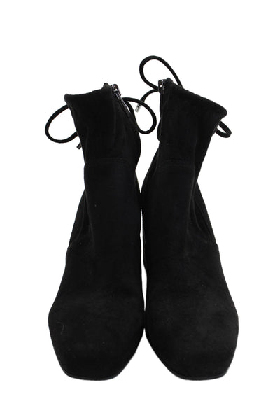 Franco Sarto Women's Round Toe Suede Block Heels Ankle Boots Black Size 7.5