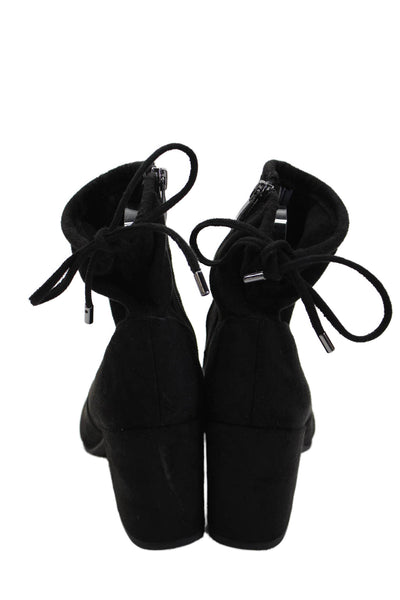 Franco Sarto Women's Round Toe Suede Block Heels Ankle Boots Black Size 7.5