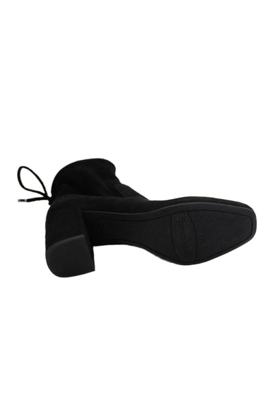 Franco Sarto Women's Round Toe Suede Block Heels Ankle Boots Black Size 7.5