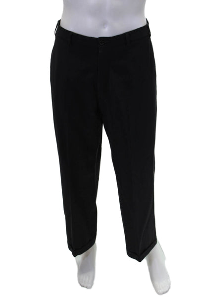 Armani Collezioni Mens Creased Straight Leg Dress Pants Gray Wool Size 34