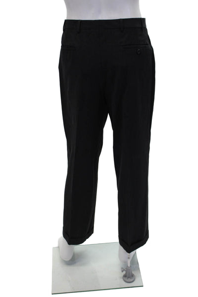 Armani Collezioni Mens Creased Straight Leg Dress Pants Gray Wool Size 34