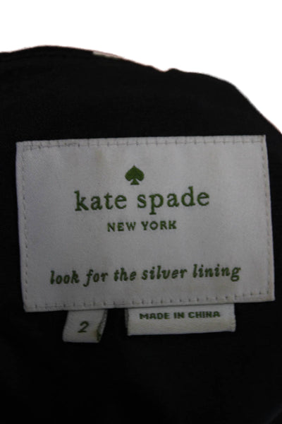 Kate Spade Womens Round Neck Sleeveless Exposed Zip Mini Shift Dress Black Size