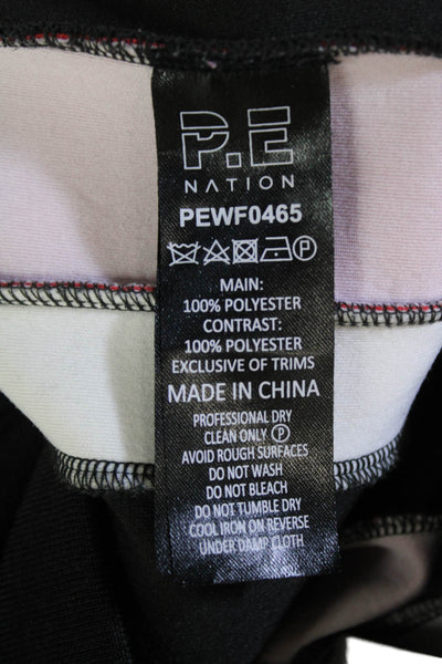 P.E. Nation Unisex Adults Striped Front Pocket Pullover Hoodie Black Size XS