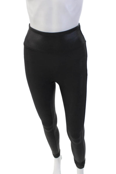 Spanx Womens Stretch Solid Low-Rise Activewear Ankle Leggings Black Size XS