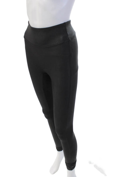 Spanx Womens Stretch Solid Low-Rise Activewear Ankle Leggings Black Size XS