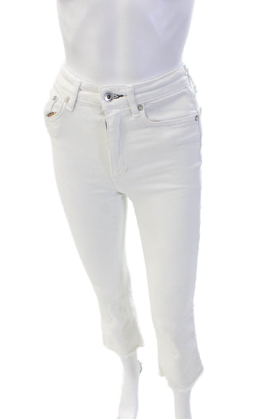 Rag & Bone Womens Cotton High-Rise Five Pocket  Flared Jeans White Size 24