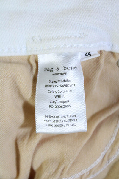Rag & Bone Womens Cotton High-Rise Five Pocket  Flared Jeans White Size 24