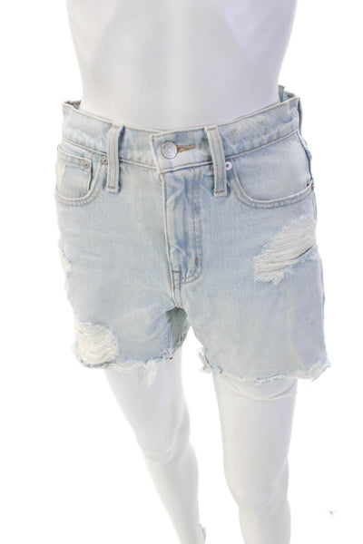 Madewell Womens Cotton Distressed Relaxed Mid-Rise Denim Shorts Blue Size 23