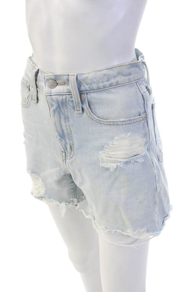 Madewell Womens Cotton Distressed Relaxed Mid-Rise Denim Shorts Blue Size 23
