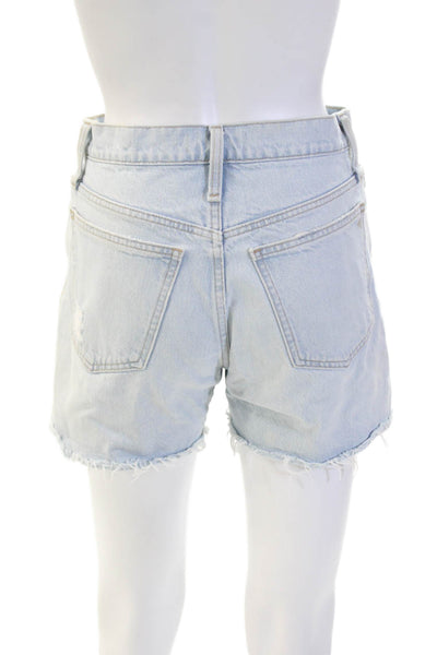Madewell Womens Cotton Distressed Relaxed Mid-Rise Denim Shorts Blue Size 23