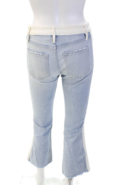 Frame Denim Womens Cotton Two-Toned Mid-Rise Cropped Bootcut Jeans Blue Size 24