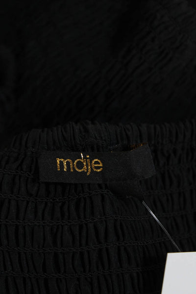 Maje Womens Elastic Waist Ruched Pull On Tiered Mini Skirt Black Size 34