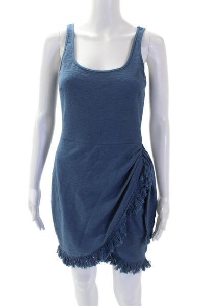 Saylor Womens Cotton Sleeveless Scoop Neck Tassled Mini Dress Blue Size S