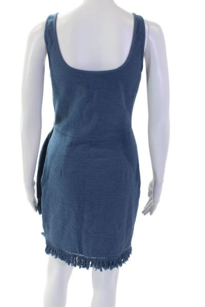 Saylor Womens Cotton Sleeveless Scoop Neck Tassled Mini Dress Blue Size S