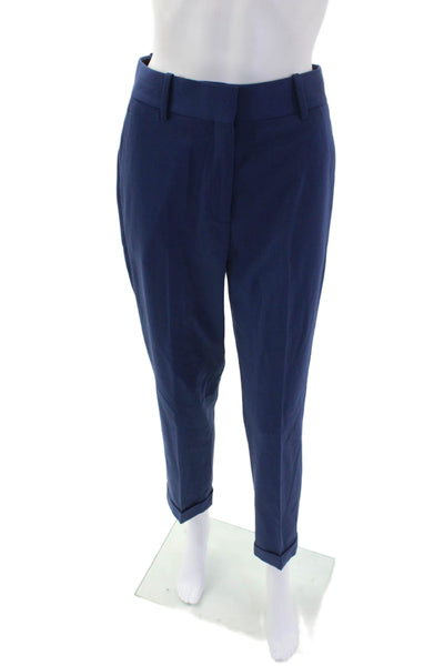 Reiss Womens Wool Blend Tailored Slim Straight Leg Zip Fly Pants Blue Size 2