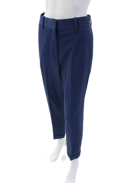 Reiss Womens Wool Blend Tailored Slim Straight Leg Zip Fly Pants Blue Size 2