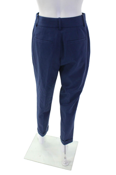 Reiss Womens Wool Blend Tailored Slim Straight Leg Zip Fly Pants Blue Size 2