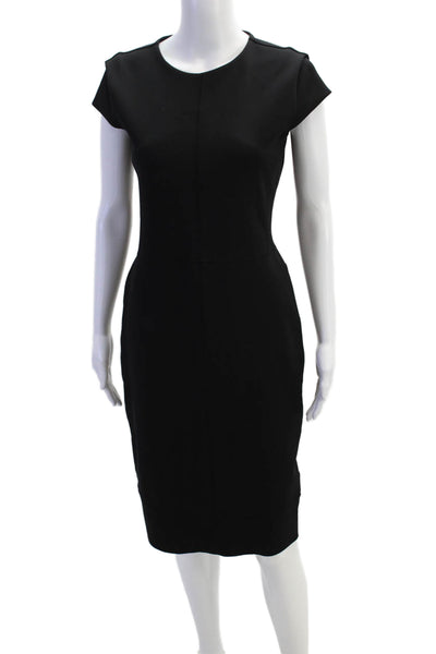 Reed Krakoff Women's Round Neck Sleeveless Fitted Midi Dress Black Size S