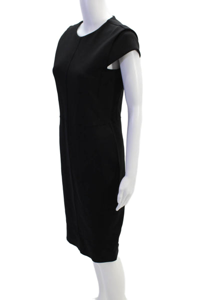 Reed Krakoff Women's Round Neck Sleeveless Fitted Midi Dress Black Size S