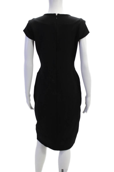 Reed Krakoff Women's Round Neck Sleeveless Fitted Midi Dress Black Size S