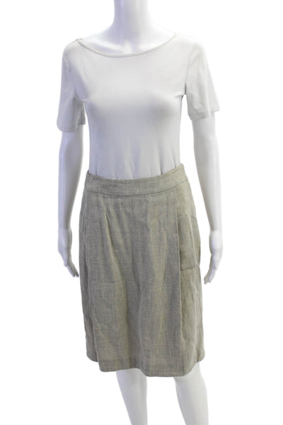 Akris Punto Womens Zip Hook Button Closure Pleated Lined Mini Skirt Beige Size 6