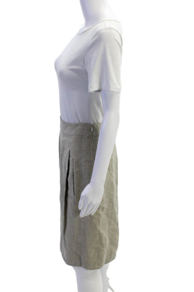 Akris Punto Womens Zip Hook Button Closure Pleated Lined Mini Skirt Beige Size 6