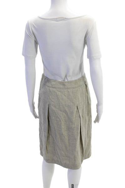 Akris Punto Womens Zip Hook Button Closure Pleated Lined Mini Skirt Beige Size 6