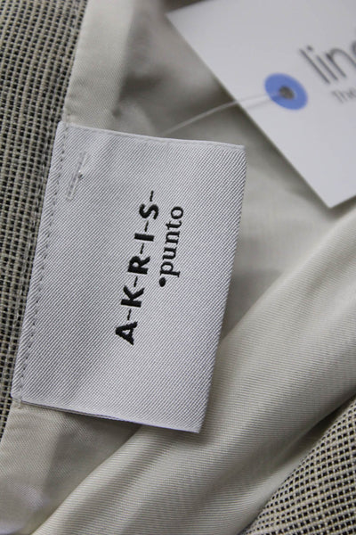 Akris Punto Womens Zip Hook Button Closure Pleated Lined Mini Skirt Beige Size 6