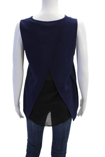 Rag & Bone Women's Round Neck Sleeveless Colorblock Tank Top Blue Size XS